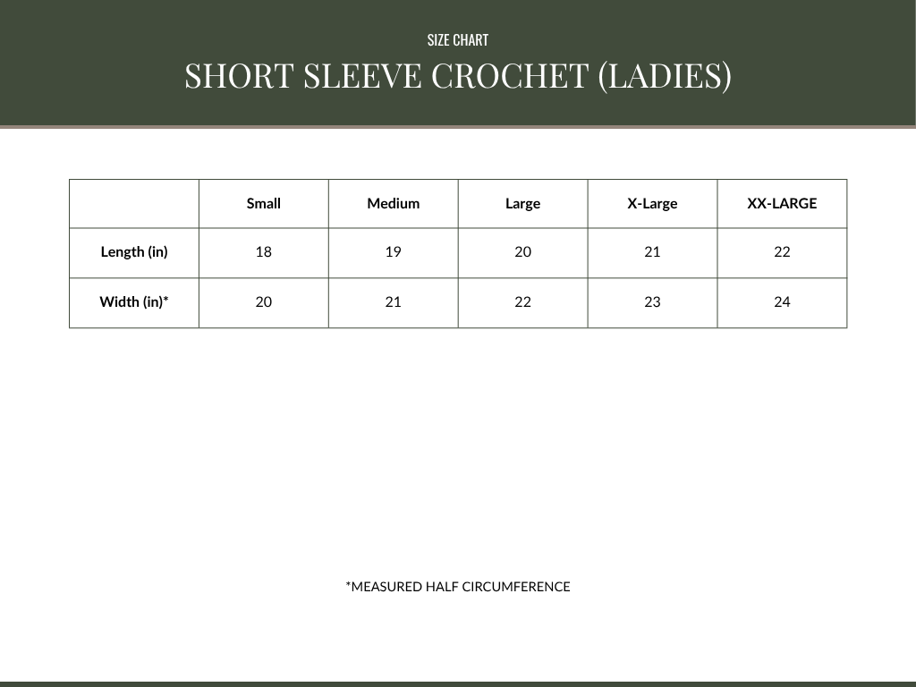 A size chart titled &