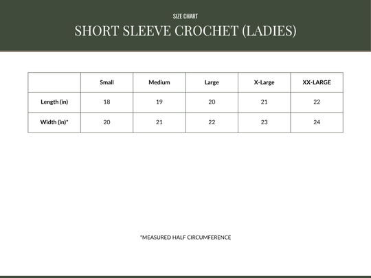 A size chart titled &