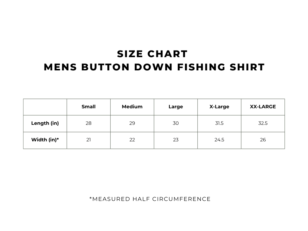 Size chart for men&