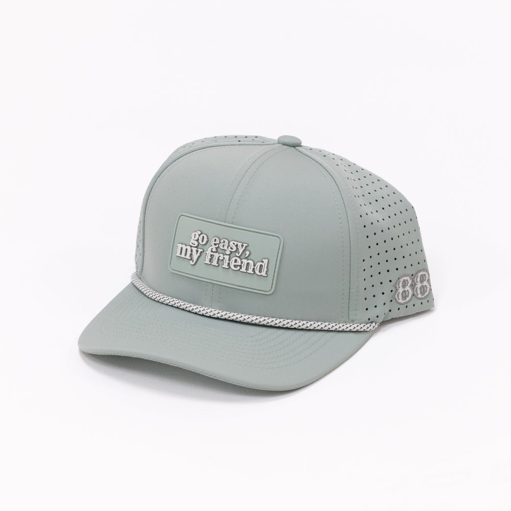 Light green cap with text on a white background